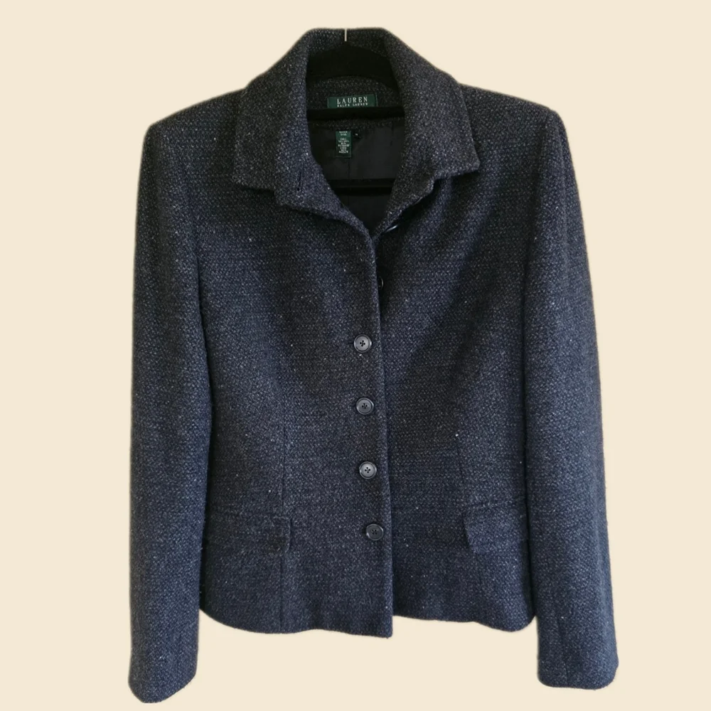 Timeless! Lauren Ralph Lauren Lined Wool Blend Tweed Jacket Blazer 14